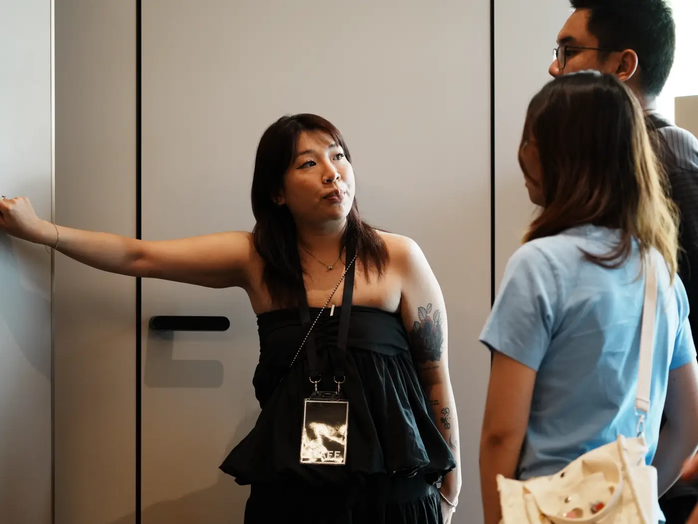 Guest testing a full-height 8 Doors panel at the last event