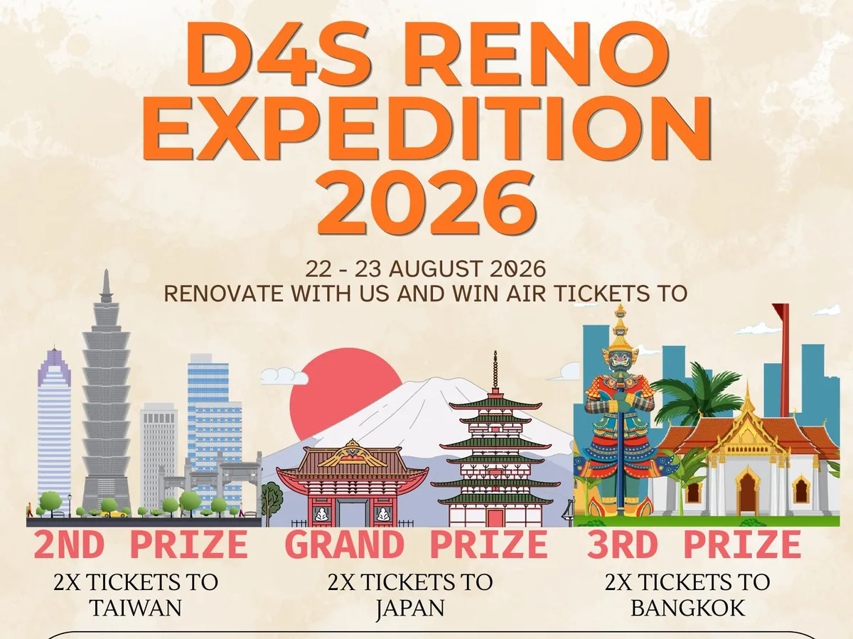 D4S Reno Expedition 2026 prize draw: air tickets to Japan, Taiwan and Bangkok