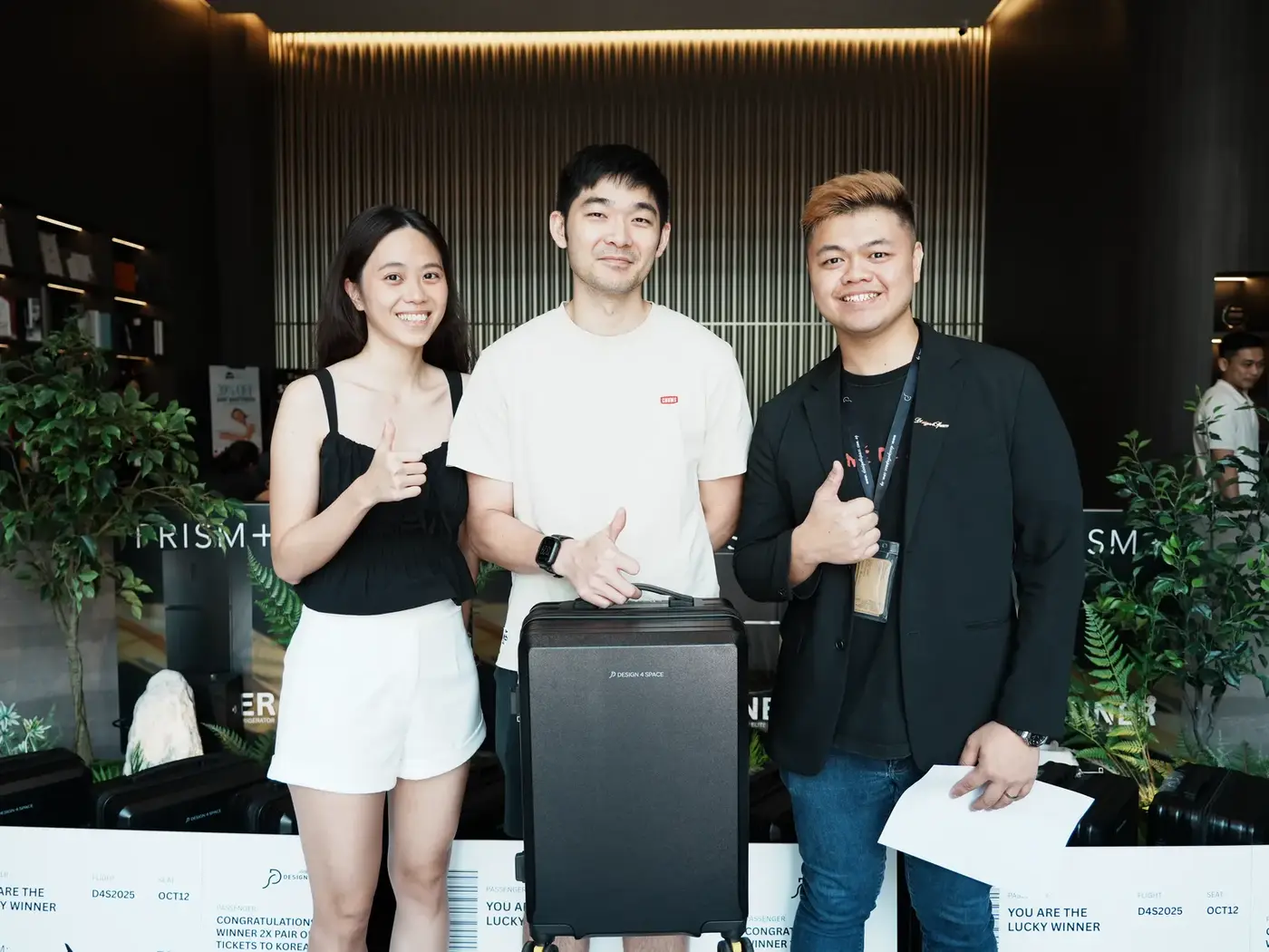 Guests collecting a major appliance prize